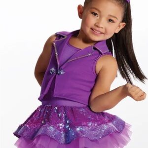 Purple Kids Dance Recital Costume with Sequins